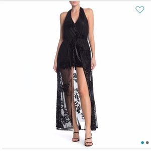 Band of Gypsies Black Lace Maxi Romper/Dress